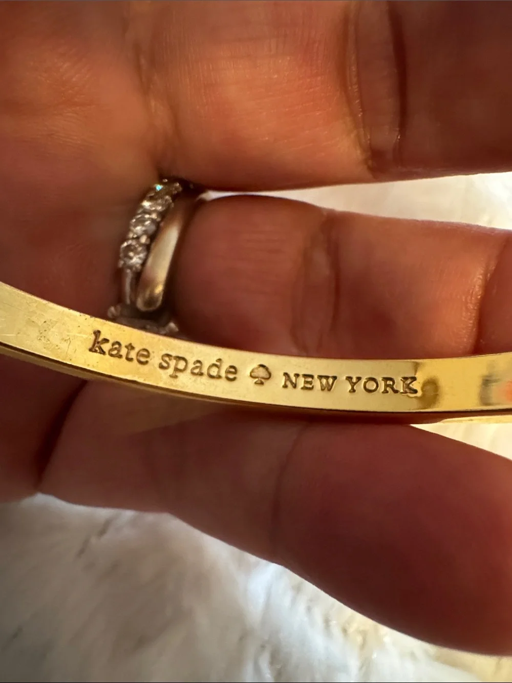 kate spade Gold and Cream Enamel Bangle Bracelet tickle the ivories